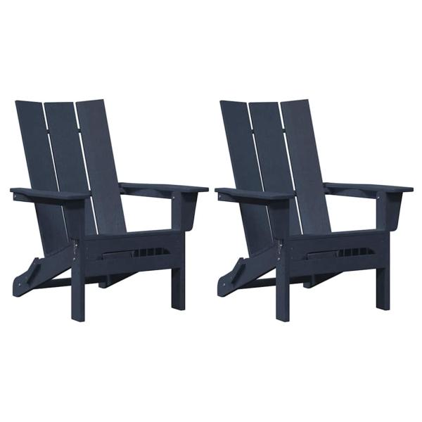 Faltbare Adirondack Stühle 2 Stück Marineblau 74.5x80.5x90 cm HDPE, Faltbarer Adirondack Stuhl Marineblau 74.5x80.5x90 cm HDPE