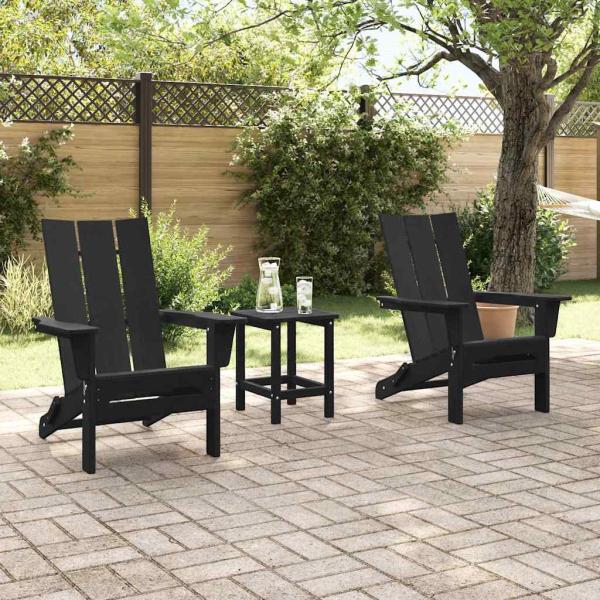 Faltbare Adirondack-Stühle 2 Stück Schwarz 74,5 x 80,5 x 90 cm HDPE, Faltbarer Adirondack-Stuhl Schwarz 74,5 x 80,5 x 90 cm HDPE