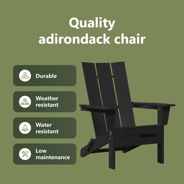 Faltbare Adirondack-Stühle 2 Stück Schwarz 74,5 x 80,5 x 90 cm HDPE, Faltbarer Adirondack-Stuhl Schwarz 74,5 x 80,5 x 90 cm HDPE
