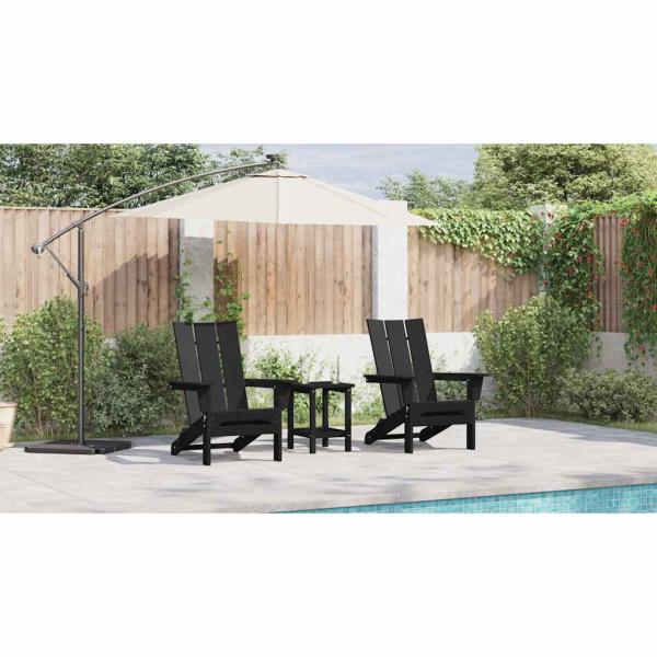 Faltbare Adirondack-Stühle 2 Stück Schwarz 74,5 x 80,5 x 90 cm HDPE, Faltbarer Adirondack-Stuhl Schwarz 74,5 x 80,5 x 90 cm HDPE