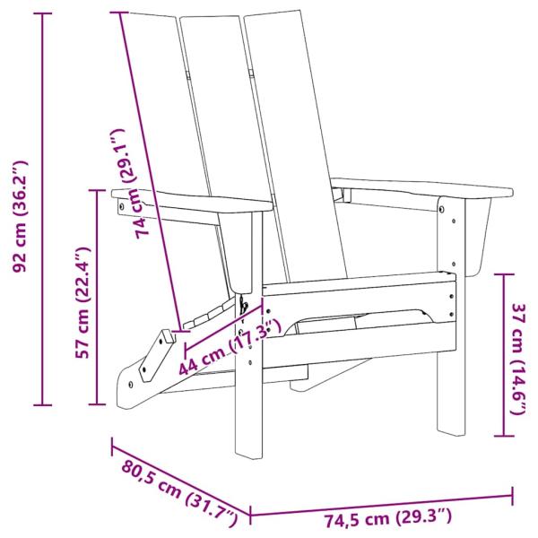 Faltbare Adirondack-Stühle 2 Stück Hellgrau 74.5x80.5x90 cm HDPE, Faltbarer Adirondack-Stuhl Hellgrau 74.5x80.5x90 cm HDPE