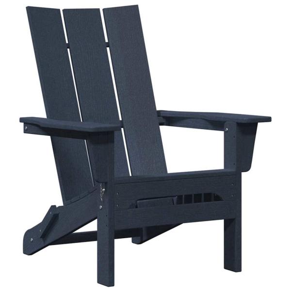 3-teiliges Garten-Loungeset Marineblau HDPE, faltbarer Adirondack-Stuhl Marineblau 74,5x80,5x90 cm HDPE, Adirondack-Beistelltisch Marineblau 38x38x46 cm HDPE