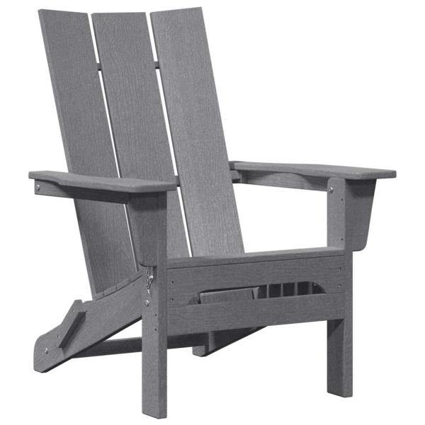 3-teiliges Garten-Lounge-Set Hellgrau HDPE, Faltbarer Adirondack-Stuhl Hellgrau 74,5x80,5x90 cm HDPE, Adirondack Beistelltisch Hellgrau 38x38x45 cm HDPE