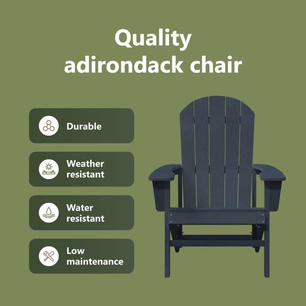 Adirondack Stühle 2 Stück Marineblau 74x82x90 cm HDPE, Adirondack Stuhl Marineblau 74x82x91 cm HDPE