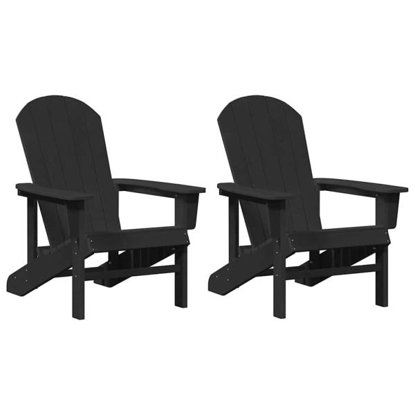 Adirondack-Stühle 2 Stück Schwarz 74x82x90 cm HDPE, Adirondack-Stuhl Schwarz 74x82x91 cm HDPE