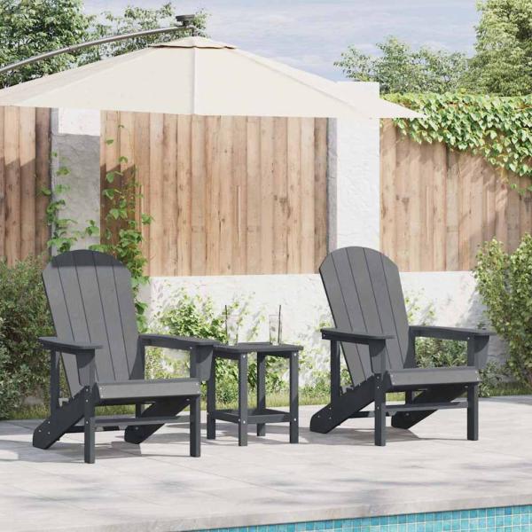 ARDEBO.de - Adirondack Stühle 2 Stück Hellgrau 74x82x90 cm HDPE, Adirondack Stuhl Hellgrau 74x82x91 cm HDPE
