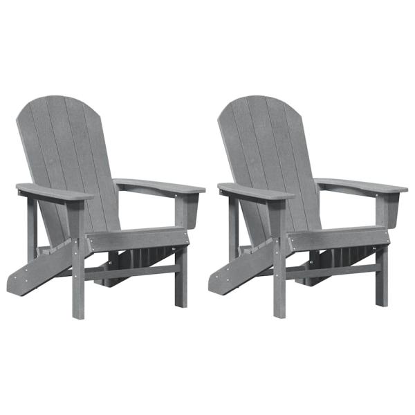 Adirondack Stühle 2 Stück Hellgrau 74x82x90 cm HDPE, Adirondack Stuhl Hellgrau 74x82x91 cm HDPE