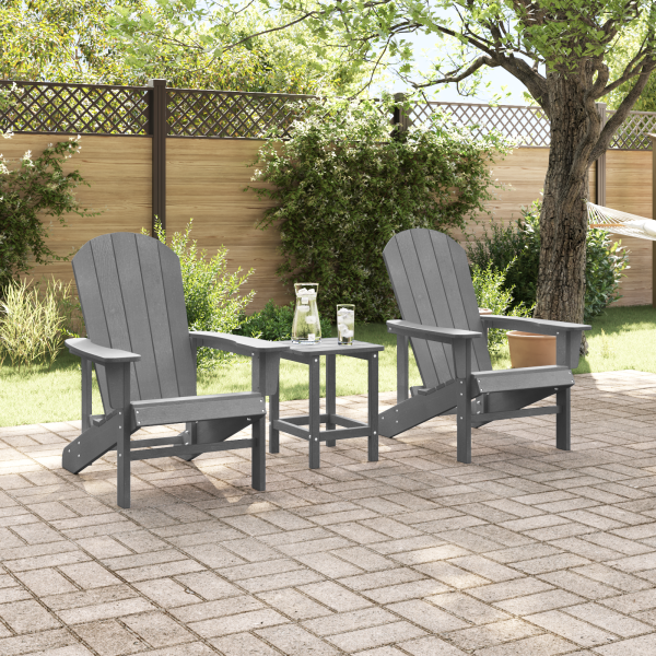 Adirondack Stühle 2 Stück Hellgrau 74x82x90 cm HDPE, Adirondack Stuhl Hellgrau 74x82x91 cm HDPE