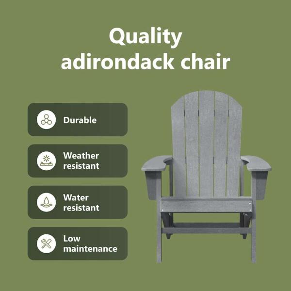 Adirondack Stühle 2 Stück Hellgrau 74x82x90 cm HDPE, Adirondack Stuhl Hellgrau 74x82x91 cm HDPE