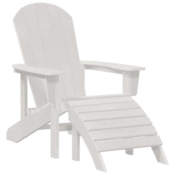 Adirondack-Stühle mit Fußstützen 2 Stück Weiß HDPE, Adirondack-Stuhl mit Fußstütze Weiß HDPE