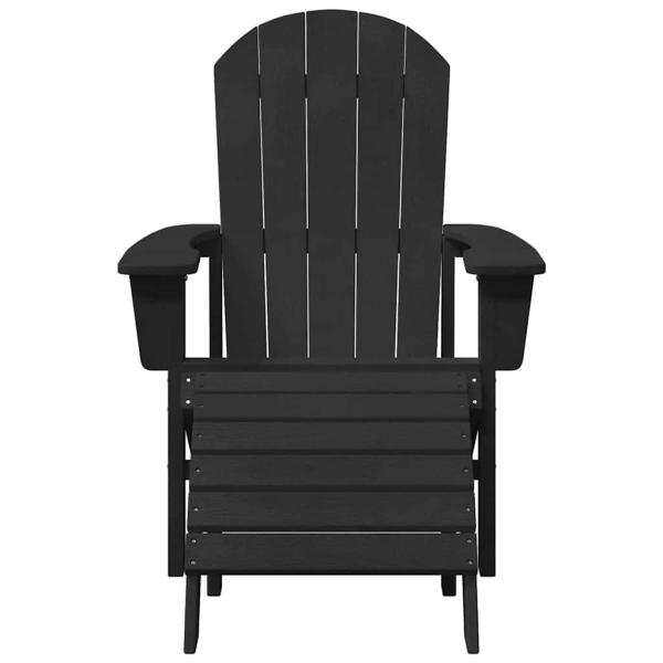Adirondack-Stühle mit Fußrasten 2 Stück Schwarz HDPE, Adirondack-Stuhl mit Fußstütze Schwarz HDPE