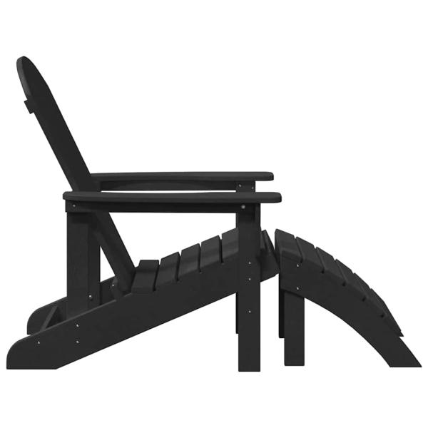 Adirondack-Stühle mit Fußrasten 2 Stück Schwarz HDPE, Adirondack-Stuhl mit Fußstütze Schwarz HDPE