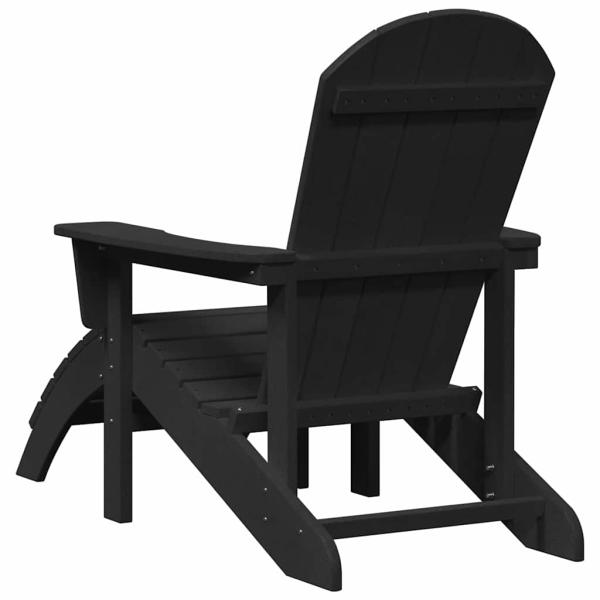 Adirondack-Stühle mit Fußrasten 2 Stück Schwarz HDPE, Adirondack-Stuhl mit Fußstütze Schwarz HDPE