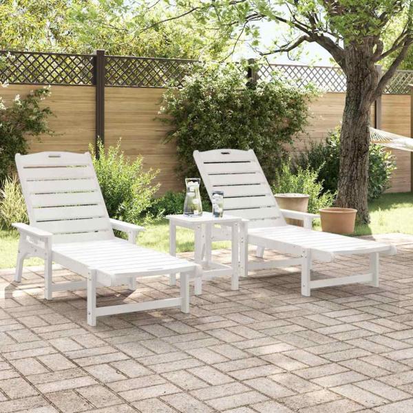 Sonnenliegen 2 Stk Weiß 162x53x98.5 cm HDPE, Sonnenliege Weiß 53x162x98.5 cm HDPE