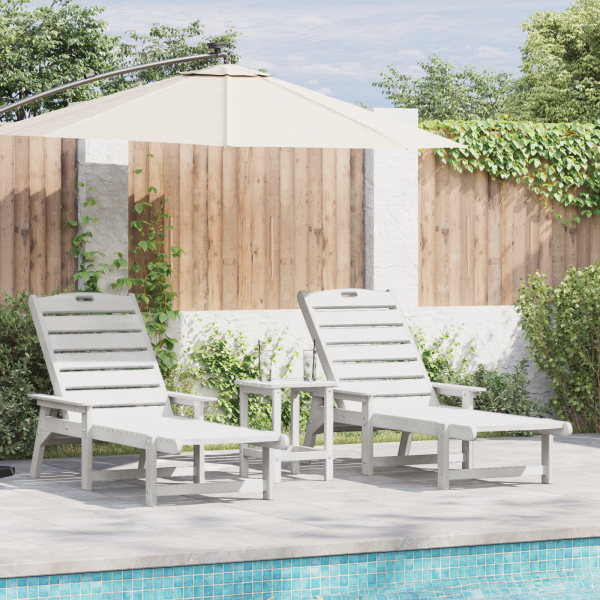 Sonnenliegen 2 Stk Weiß 162x53x98.5 cm HDPE, Sonnenliege Weiß 53x162x98.5 cm HDPE
