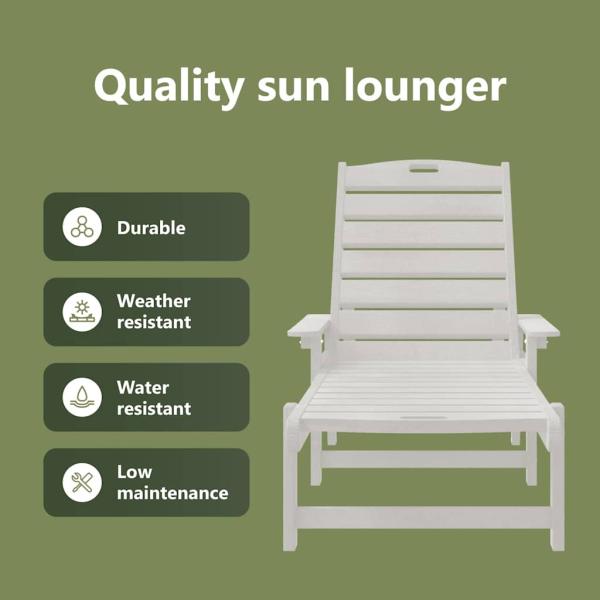 Sonnenliegen 2 Stk Weiß 162x53x98.5 cm HDPE, Sonnenliege Weiß 53x162x98.5 cm HDPE