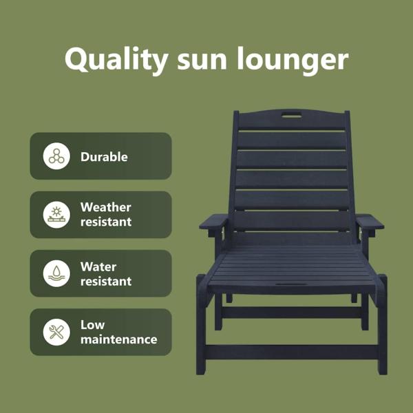 Sonnenliegen 2 Stk Marineblau 162x53x98.5 cm HDPE, Sonnenliege Marineblau 53x162x98.5 cm HDPE