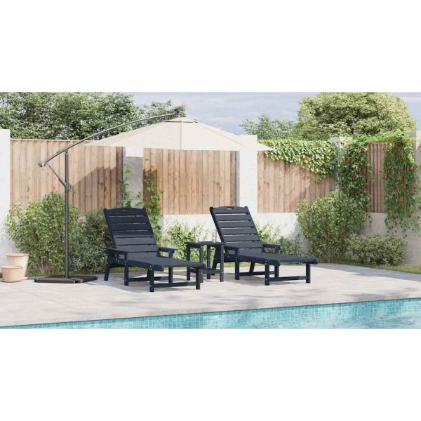 Sonnenliegen 2 Stk Marineblau 162x53x98.5 cm HDPE, Sonnenliege Marineblau 53x162x98.5 cm HDPE