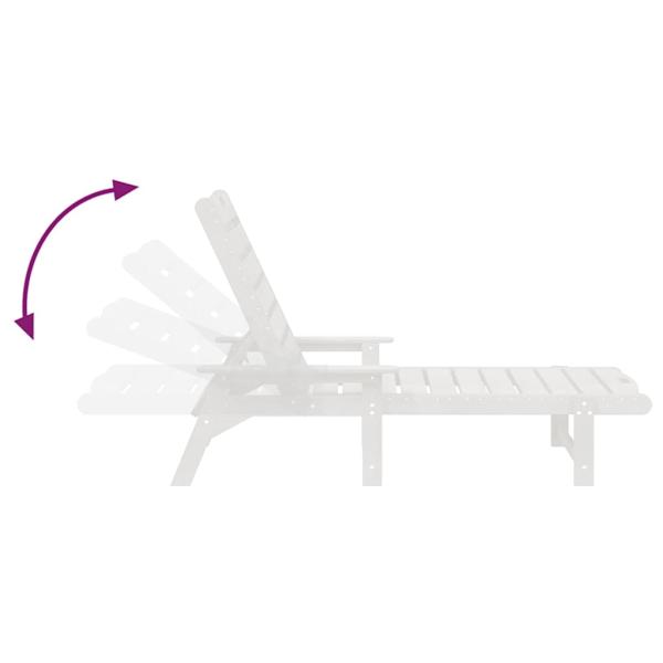 3-tlg. Garten Lounge Set Weiß HDPE, Sonnenliege Weiß 53x162x98.5 cm HDPE, Adirondack Beistelltisch Weiß 38x38x45 cm HDPE