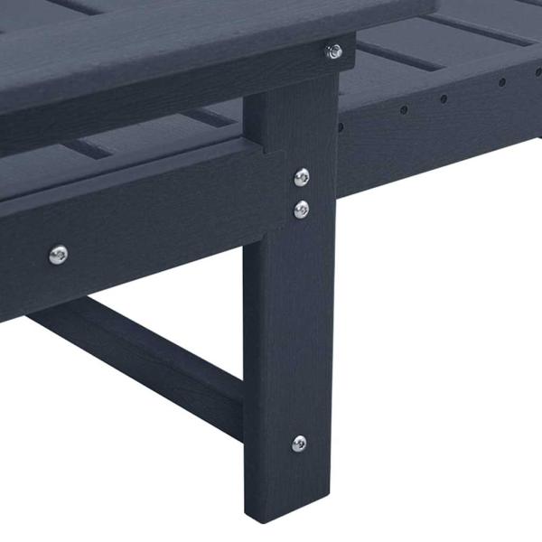 3-teiliges Garten-Lounge-Set Marineblau HDPE, Sonnenliege Marineblau 53x162x98.5 cm HDPE, Adirondack Beistelltisch Marineblau 38x38x46 cm HDPE