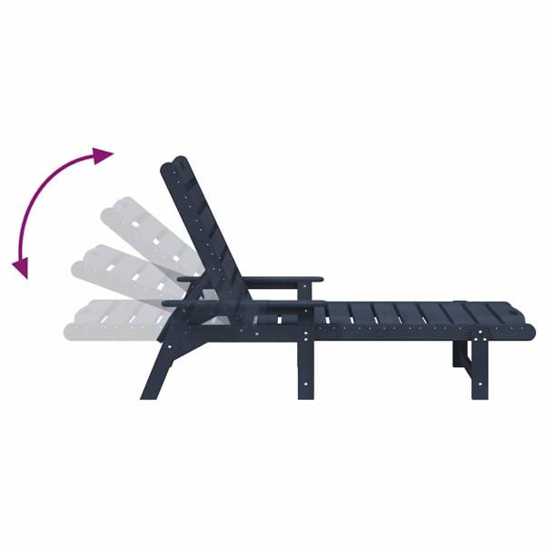 3-teiliges Garten-Lounge-Set Marineblau HDPE, Sonnenliege Marineblau 53x162x98.5 cm HDPE, Adirondack Beistelltisch Marineblau 38x38x46 cm HDPE