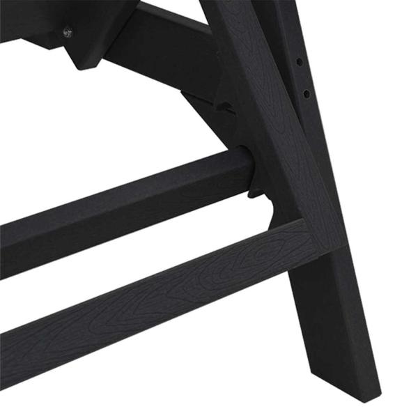 3-teiliges Gartenliege Set - Schwarz HDPE, Sonnenliege - Schwarz 53x162x98.5 cm HDPE, Adirondack Beistelltisch - Schwarz 38x38x45 cm HDPE