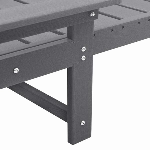 3-teiliges Garten-Loungeset Hellgrau HDPE, Sonnenliege Hellgrau 53x162x98.5 cm HDPE, Adirondack-Seitentisch Hellgrau 38x38x45 cm HDPE