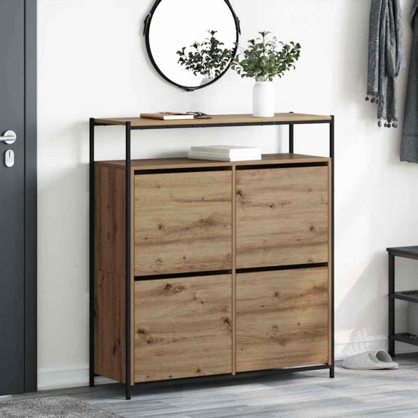 ARDEBO.de - Schuhschrank mit 4 Klappen-Armen Artisan Eiche 100x34x112 cm
