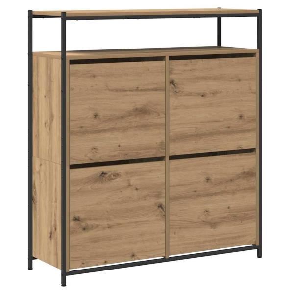 Schuhschrank mit 4 Klappen-Armen Artisan Eiche 100x34x112 cm