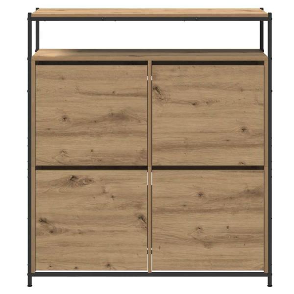 Schuhschrank mit 4 Klappen-Armen Artisan Eiche 100x34x112 cm