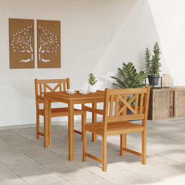 ARDEBO.de - 3-teiliges Garten Esstisch Set Massivholz Akazie, Gartenstühle 2 Stück 56x56x90 cm Massivholz Akazie
