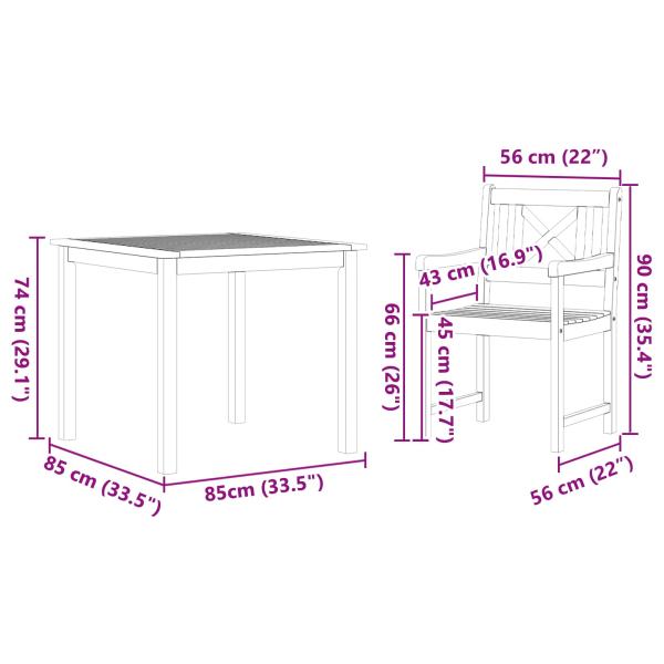 Garten Essgruppe 3 pcs Braun Massivholz Akazie