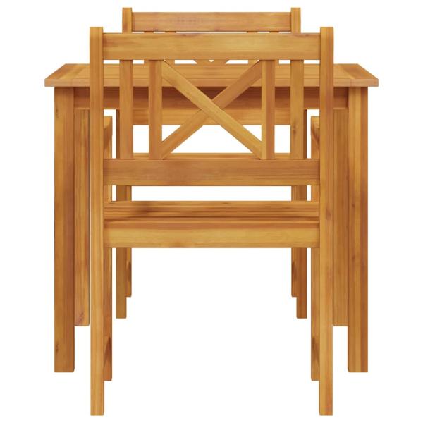 3-teiliges Garten Esstisch Set Massivholz Akazie, Gartenstühle 2 Stück 56x56x90 cm Massivholz Akazie
