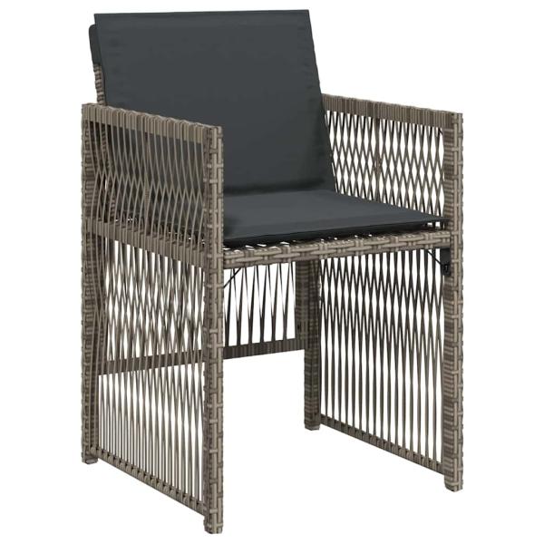 ARDEBO.de - 9-teiliges Garten Essset mit Kissen Graues Poly-Rattan, Gartentisch Schwarz 200x80x73 cm Sicherheitsglas