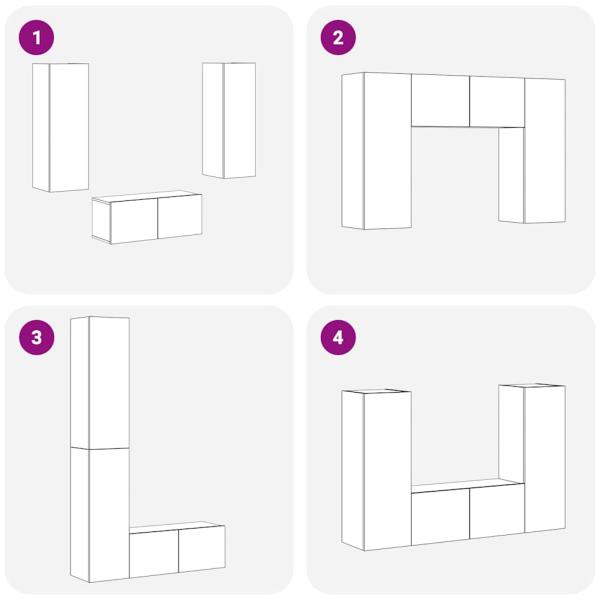 4-teiliger TV-Schranksatz Schwarzeiche Holzwerkstoff, TV-Wandschränke (2er Set) - Schwarzeiche, 80x30x30 cm, aus Holzwerkstoff, wandmontierte TV-Schränke - 2 Stück Schwarzeiche, 30.5x30x90 cm, aus Holzwerkstoff