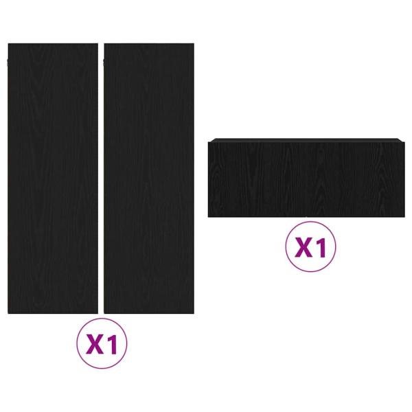 4-teiliger TV-Schranksatz Schwarzeiche Holzwerkstoff, TV-Wandschränke (2er Set) - Schwarzeiche, 80x30x30 cm, aus Holzwerkstoff, wandmontierte TV-Schränke - 2 Stück Schwarzeiche, 30.5x30x90 cm, aus Holzwerkstoff