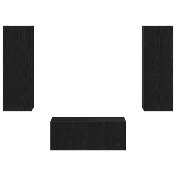 4-teiliger TV-Schranksatz Schwarzeiche Holzwerkstoff, TV-Wandschränke (2er Set) - Schwarzeiche, 80x30x30 cm, aus Holzwerkstoff, wandmontierte TV-Schränke - 2 Stück Schwarzeiche, 30.5x30x90 cm, aus Holzwerkstoff