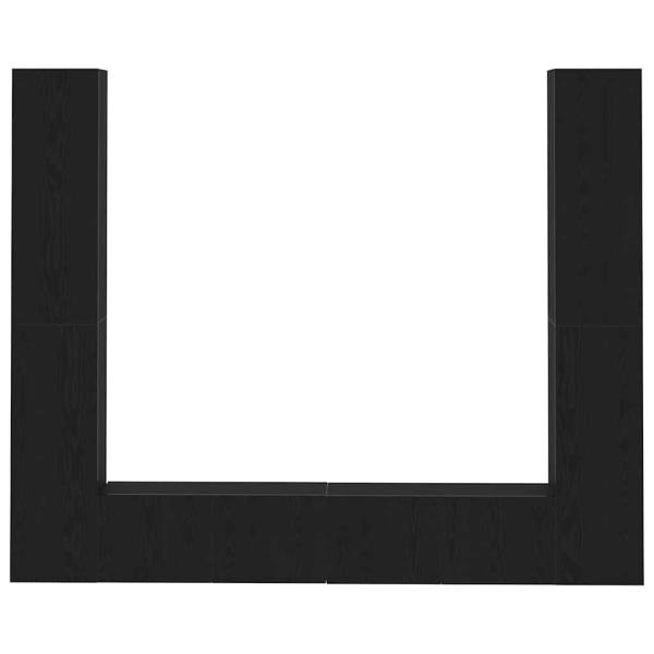 6-teiliges TV-Schranksystem Schwarz Eiche Holzwerkstoff, TV-Wand-Schränke (Set aus 2) - Schwarz Eiche, 80x30x30 cm, aus Holzwerkstoff gefertigt, Wandmontierte TV-Schränke - 2 Stück Schwarz Eiche, 30,5x30x90 cm, aus Holzwerkstoff hergestellt