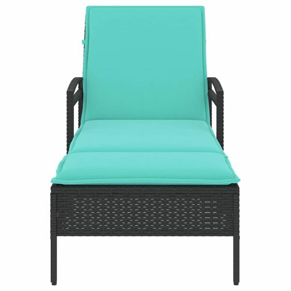 Sonnenliege mit Kissen Schwarz 63x200x81 cm Poly Rattan