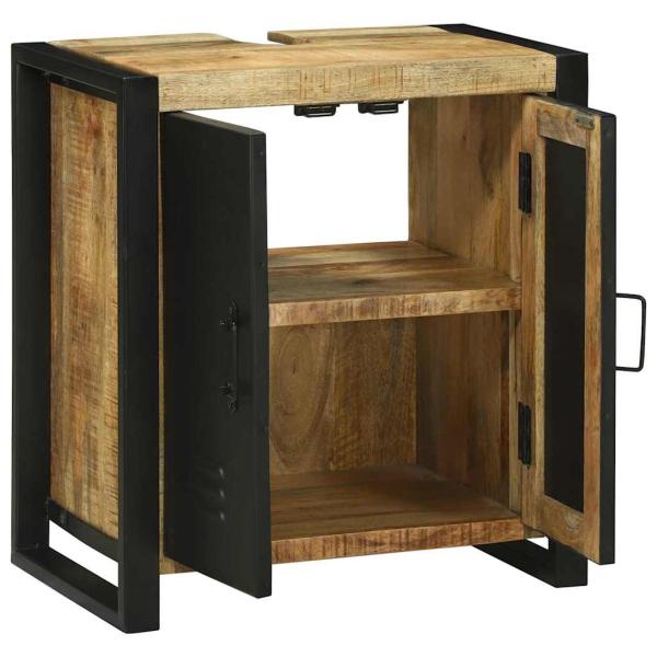 Waschbecken Schrank 55x35x60 cm Massivholz Raues Mango