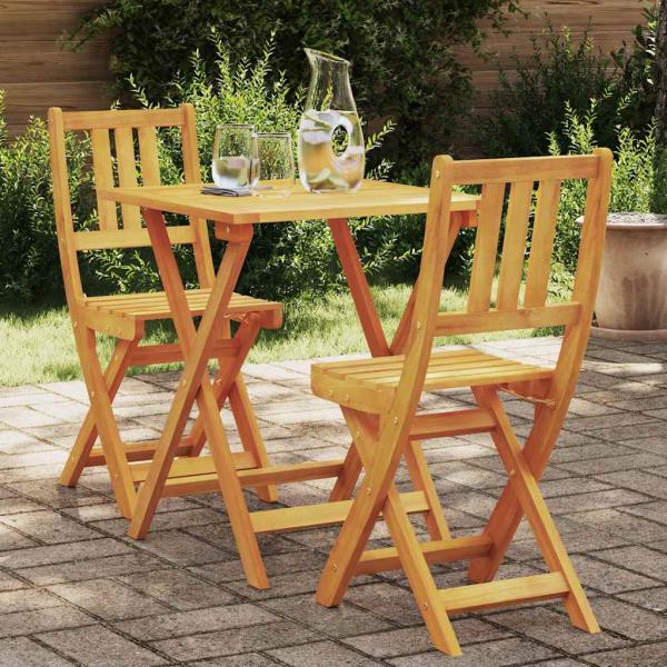 ARDEBO.de - 3-teiliges Faltbares Bistro Set aus Massivholz Akazie