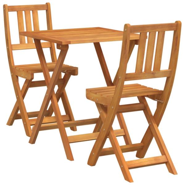 3-teiliges Faltbares Bistro Set aus Massivholz Akazie