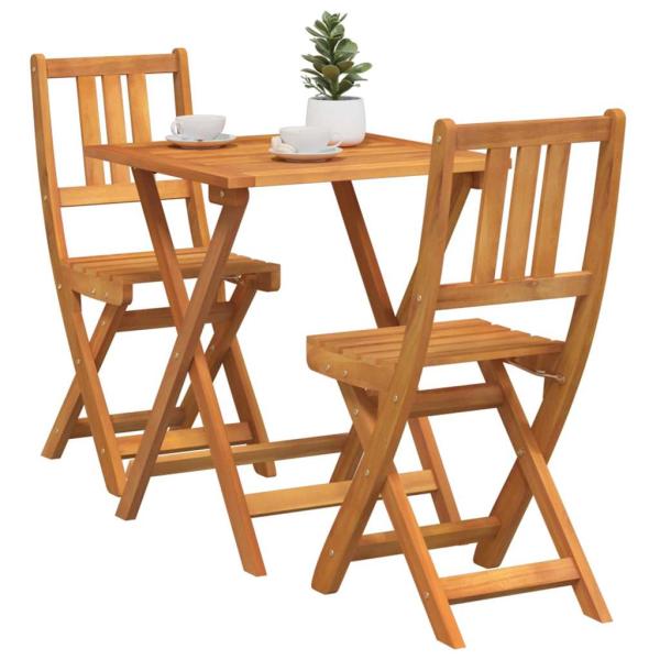 3-teiliges Faltbares Bistro Set aus Massivholz Akazie
