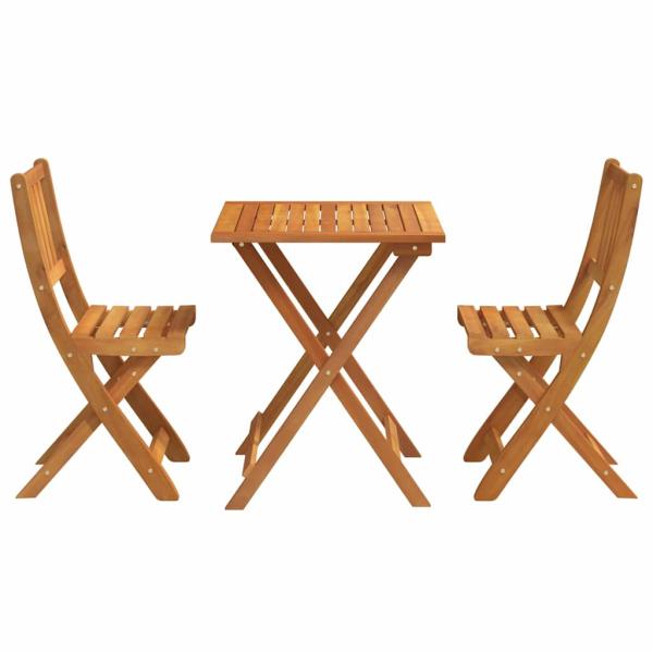 3-teiliges Faltbares Bistro Set aus Massivholz Akazie