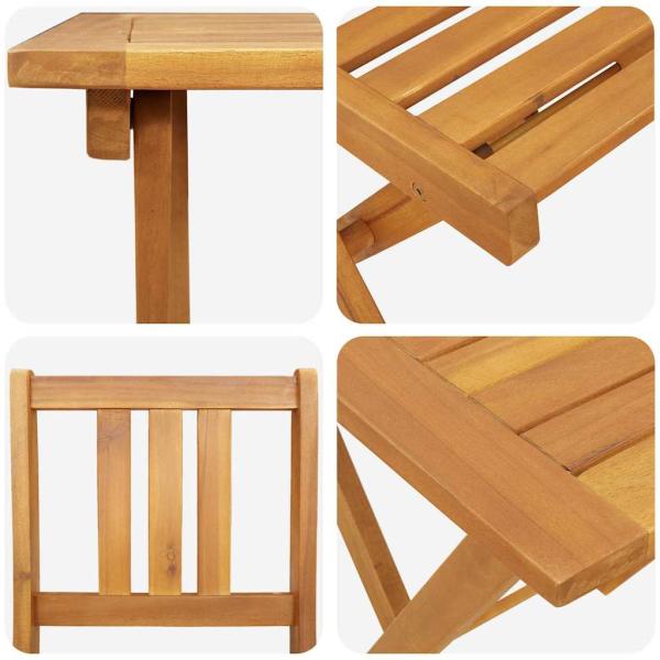 3-teiliges Faltbares Bistro Set aus Massivholz Akazie