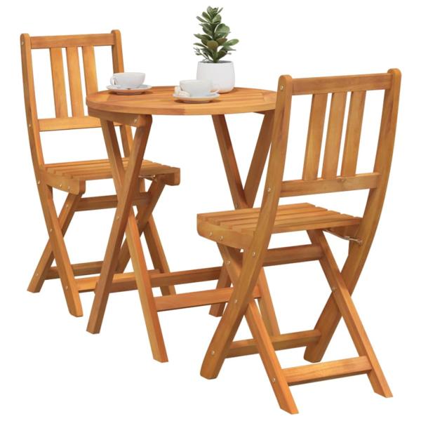 3-teiliges Klapp Bistro Set aus massivem Akazienholz