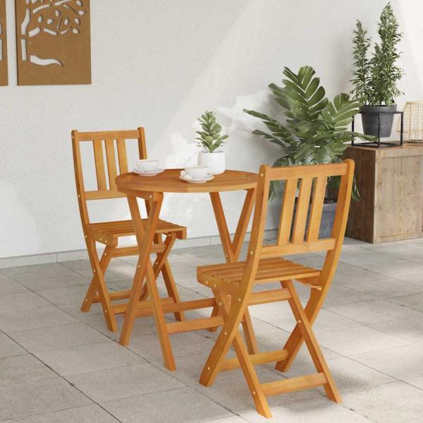 3-teiliges Klapp Bistro Set aus massivem Akazienholz