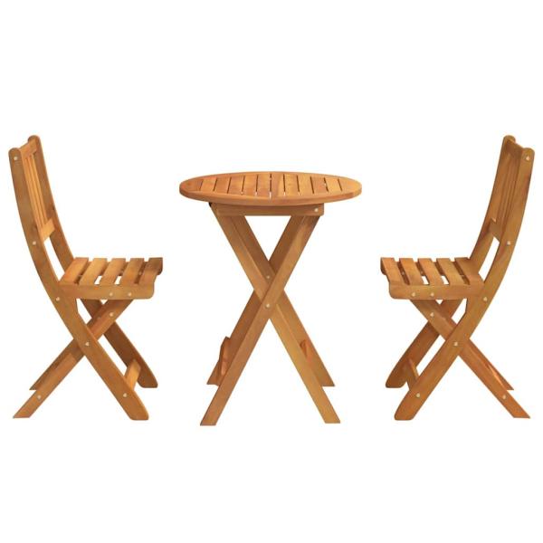3-teiliges Klapp Bistro Set aus massivem Akazienholz