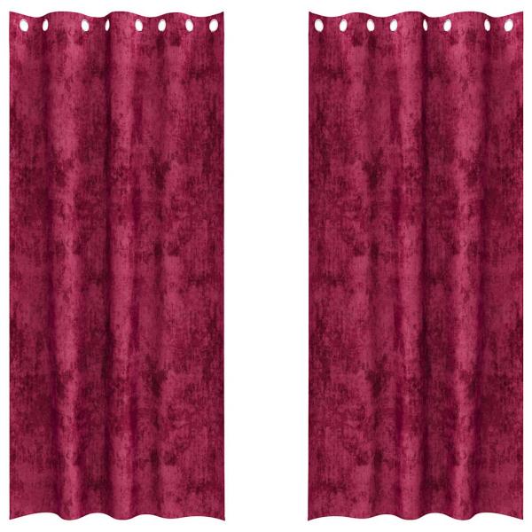 Samtvorhänge 2 Stück mit Ösen Weinrot 225x140 cm