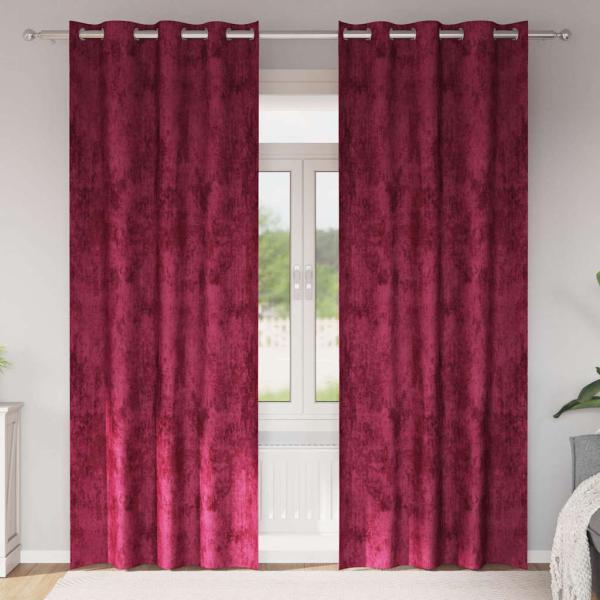 ARDEBO.de - Velvet Vorhänge 2 Stück mit Ösen Burgunderrot 260x140 cm